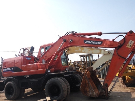 Excavadora de rodas DOOSAN 150W-7 usada 15 toneladas Excavadora com capacidade de balde de 0,7m3