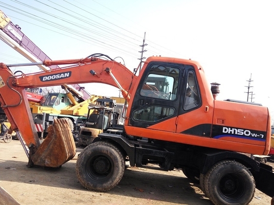 Excavadora de rodas DOOSAN 150W-7 usada 15 toneladas Excavadora com capacidade de balde de 0,7m3
