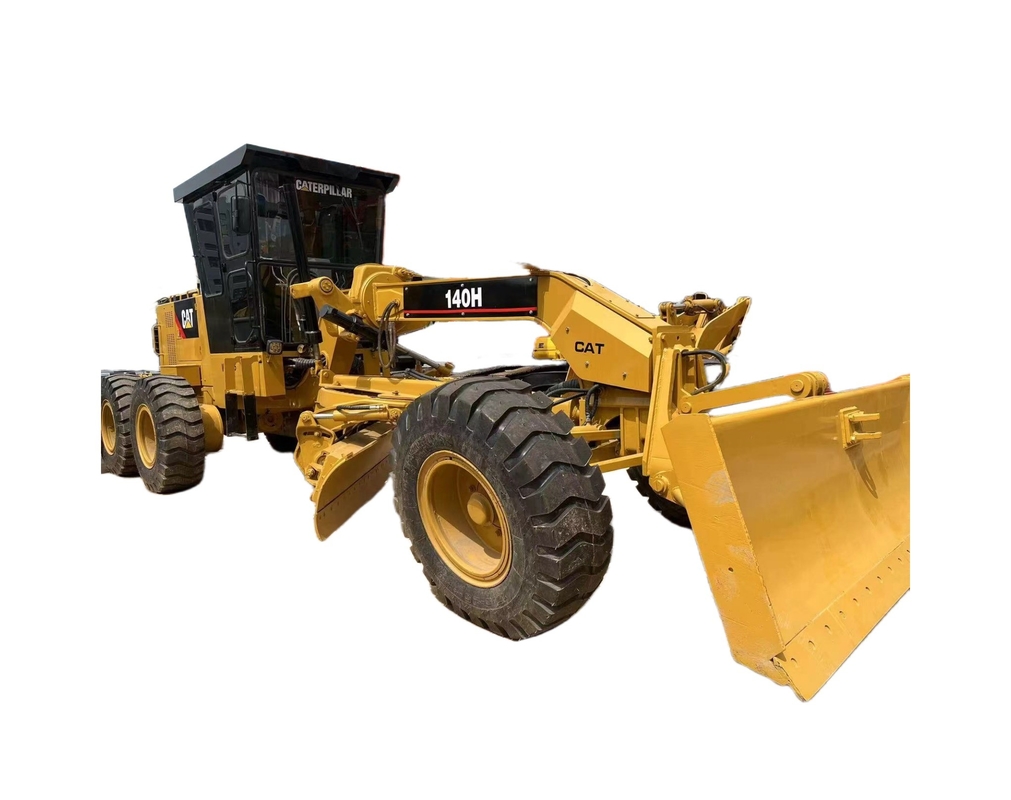 Grader amarelo CAT 140H com 30KN força excitante Máquina de construção original do Japão