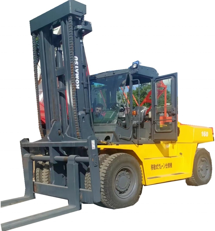 Elevador elétrico a diesel de segunda mão Komatsu FD160 de 16 toneladas com sistema hidráulico original em bom estado
