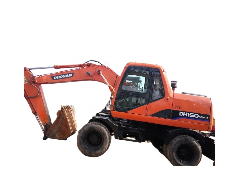 Excavadora de rodas DOOSAN 150W-7 usada 15 toneladas Excavadora com capacidade de balde de 0,7m3
